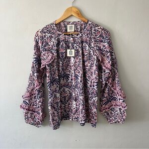 Bell by Alicia Bell Purple Bohemian Long Sleeve Blouse Size M NWT